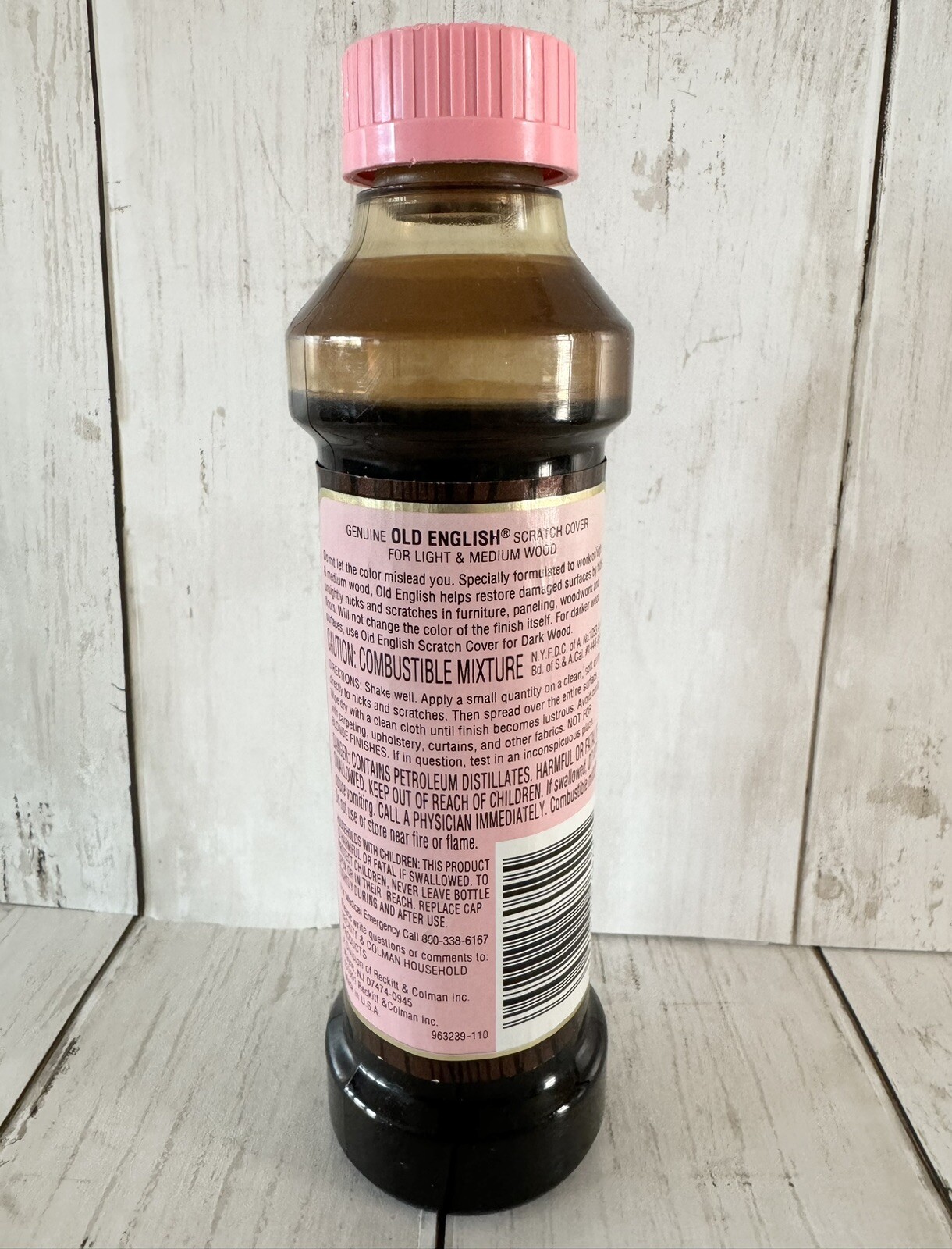 Vintage Old English Scratch Cover For Light To Medium Woods 8 oz Pink Lid ~ RARE