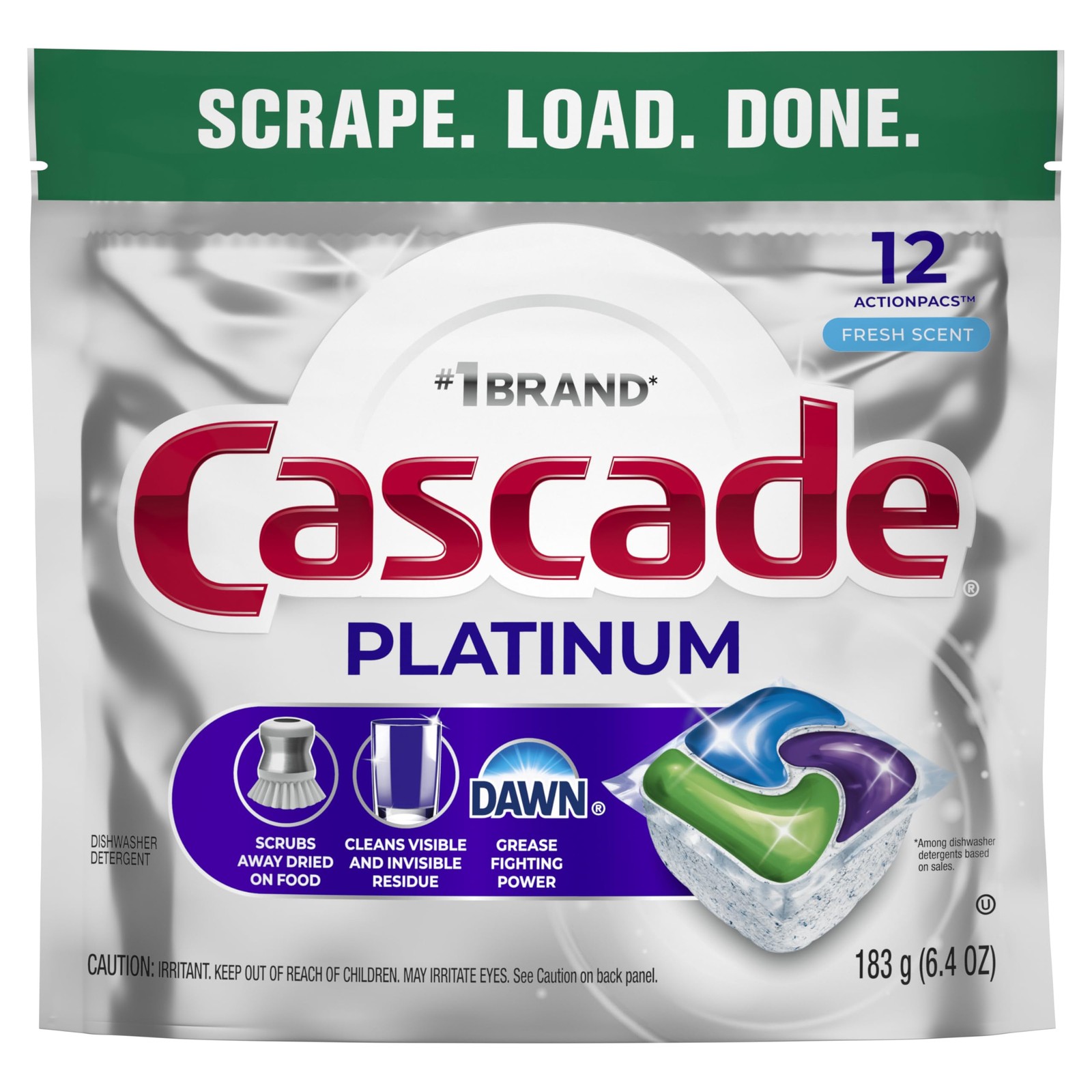 Platinum Dishwasher Pods, Dishwasher Detergent, Detergent Soap, Fresh, 12 count