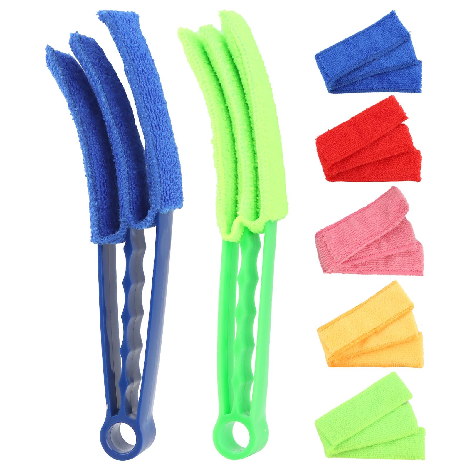 2 Pack Window Blind Cleaner Groove Gap Duster Brush with 5 Microfiber Sleeves