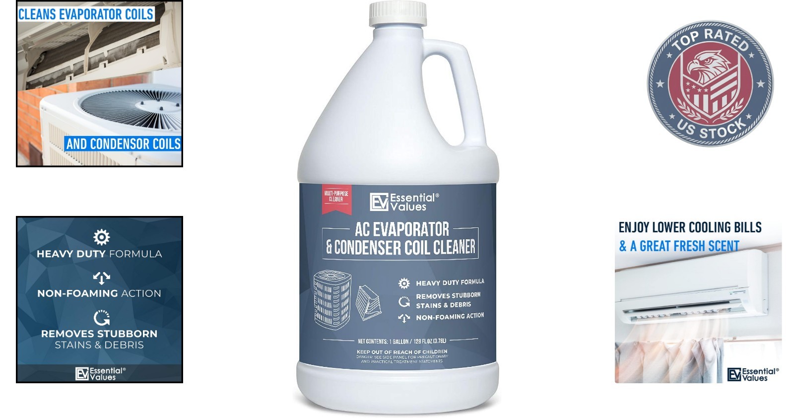 Heavy-Duty 128 Fl Oz AC Cleanser | Non-Foam for Evaporator & Condenser Coils