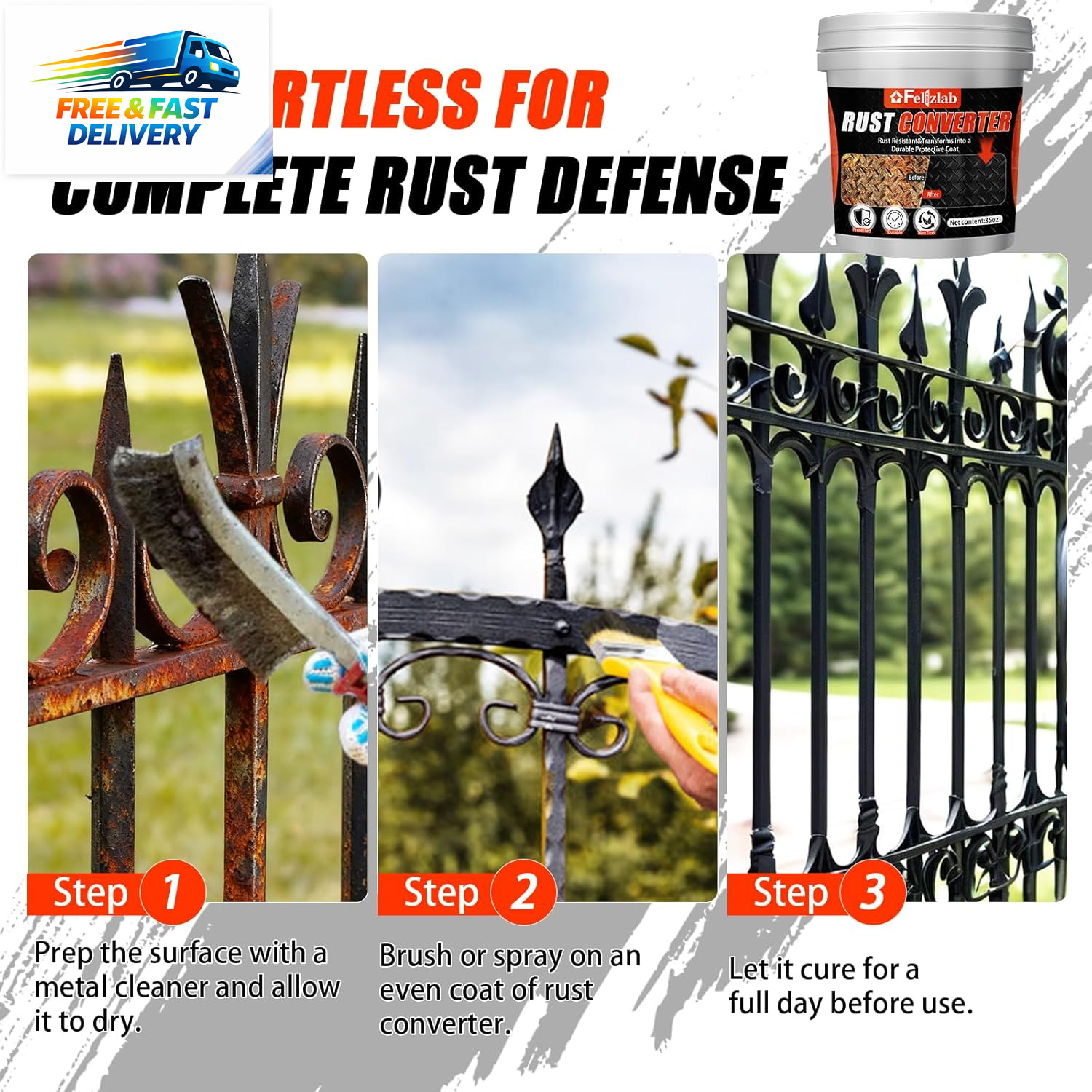 2-In-1 Rust Converter & Metal Primer, 35 Floz Automotive Rust Remover Paint for