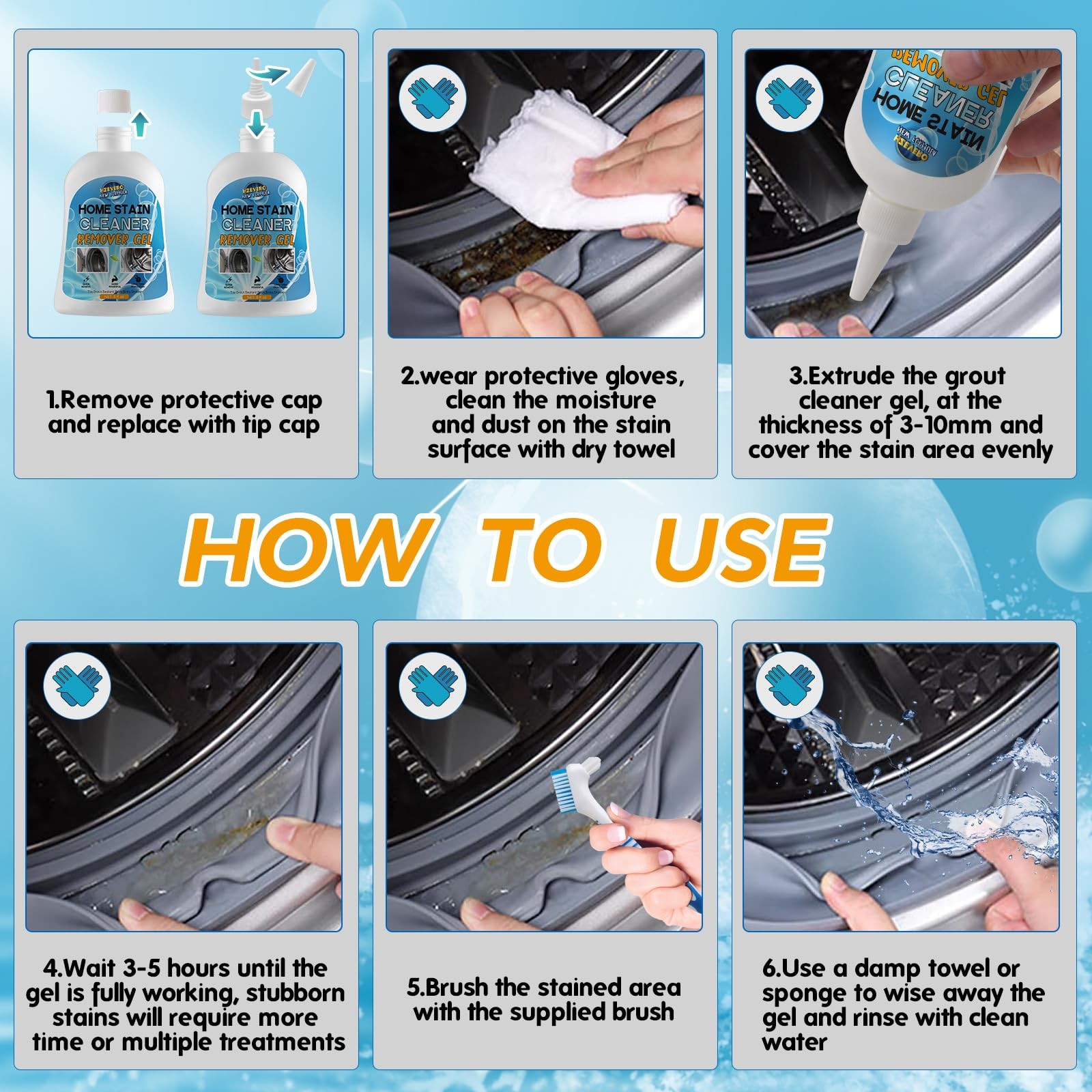 Mold Stain Remover Gel,Washing Machine Cleaner Front Load Washer Gasket Mold …