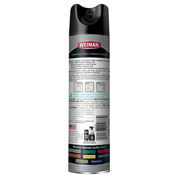 Weiman Stainless Steel Cleaner & Polish Spray for Kitchen and Home Appliances