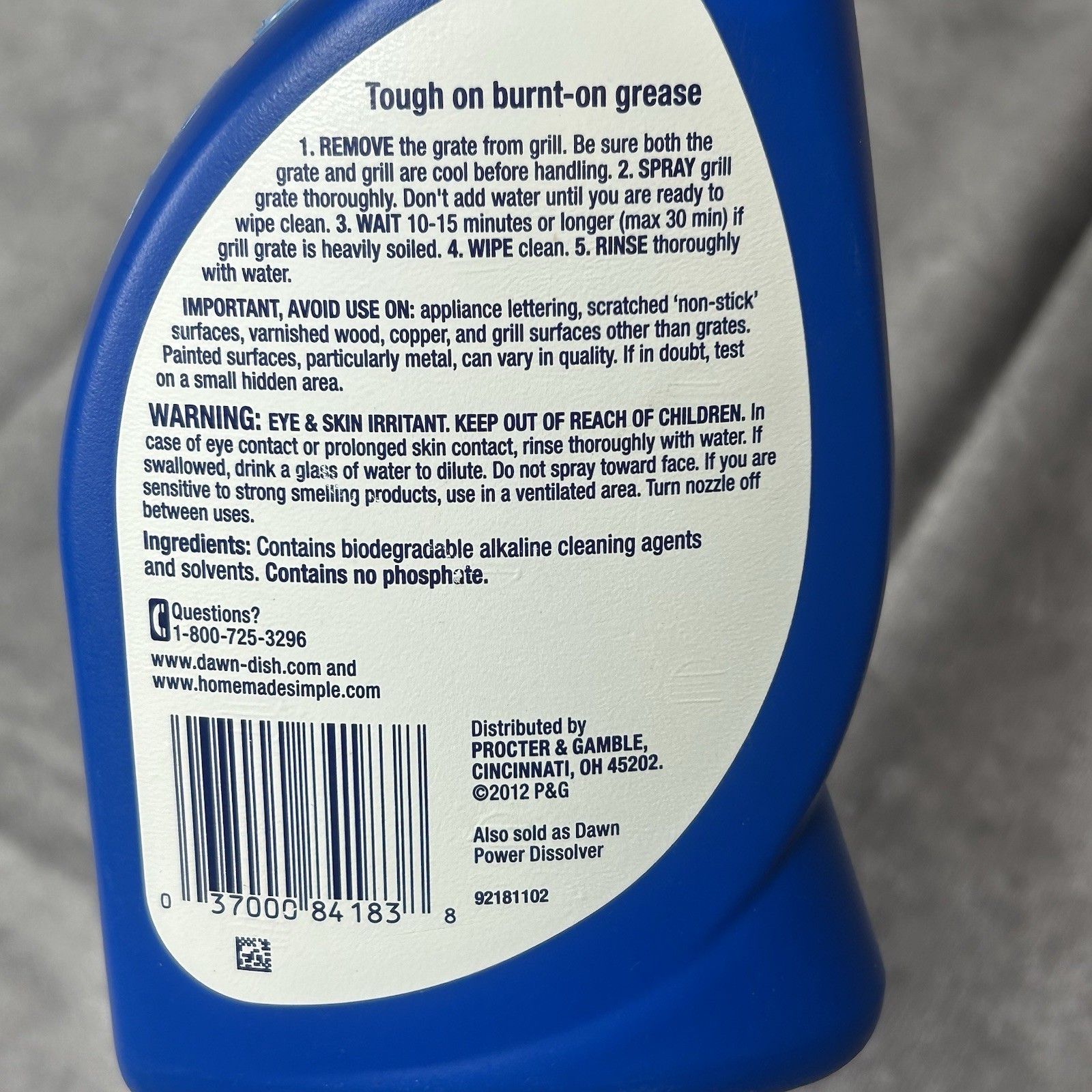 New DAWN Grill Cleaner 12.8fl Oz Tough On Burnt On Grease BBQ