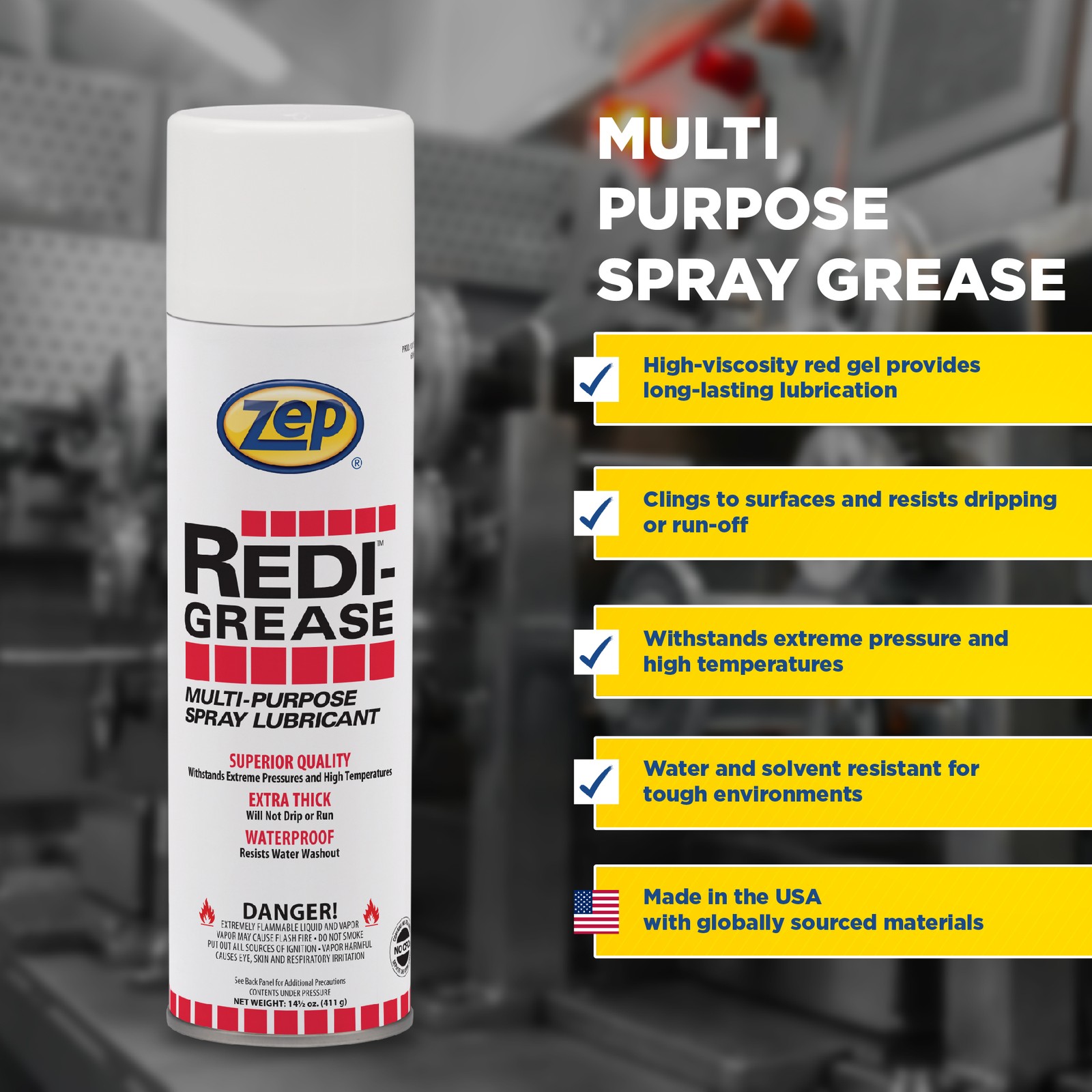 Zep Redi-Grease Multi-Purpose Spray Lubricant – 12 ounce (Case of 12) 11521 –