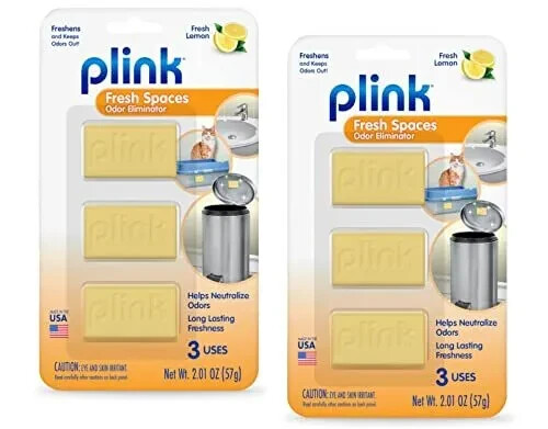 Plink Bin Fresh Odor Eliminators, Fresh Lemon Scent, for Garbage Bins & More 2pk