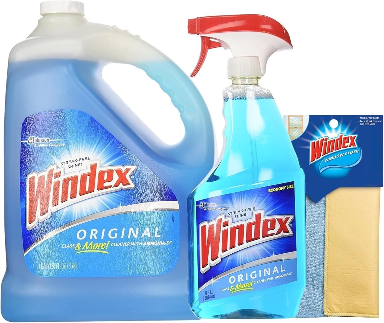 Windex Original Glass Cleaner, 1 32 fl. oz spray bottle + 128 fl. oz. Refill – T