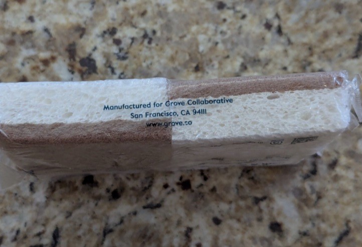 Grove Co. Walnut & Cellulose Scrubber Sponge 2 Pack Brown White Plant Based New