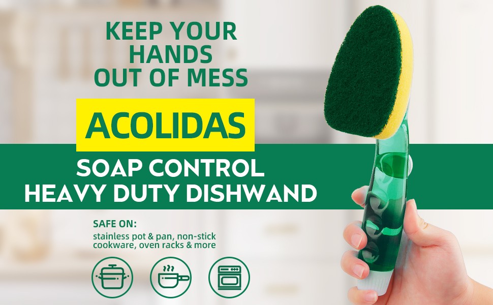 Non Scratch Dishwand Refills 6 Pack, Non-Scratch Replacement Sponge Heads for