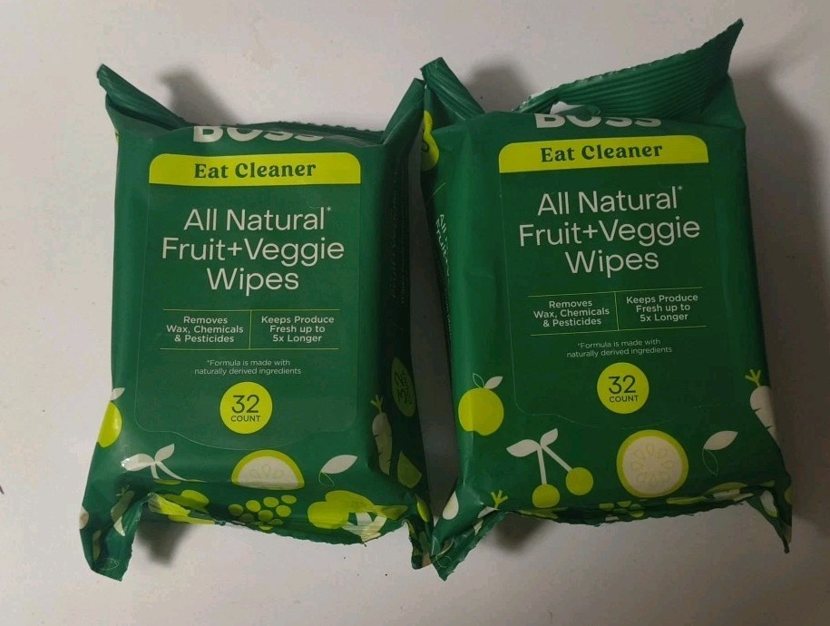 Eat Cleaner Fruit ALL NATURAL Veggie Produce Cleaner To-Go Wipes 2PK- 32 COUNT