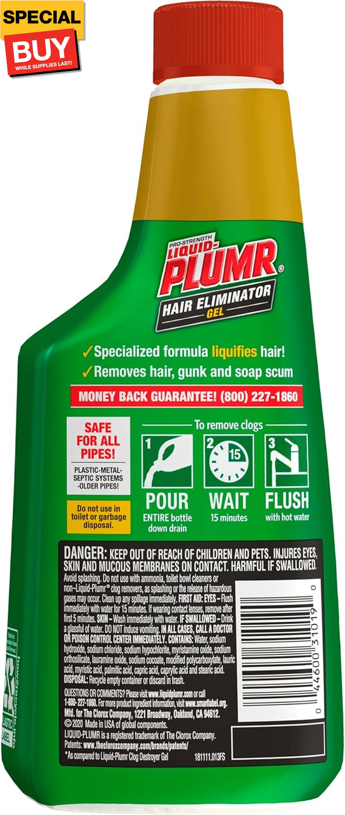 Pro-Strength Hair Eliminator Gel Clog Remover, Hair Clog Remover and Drain Opene