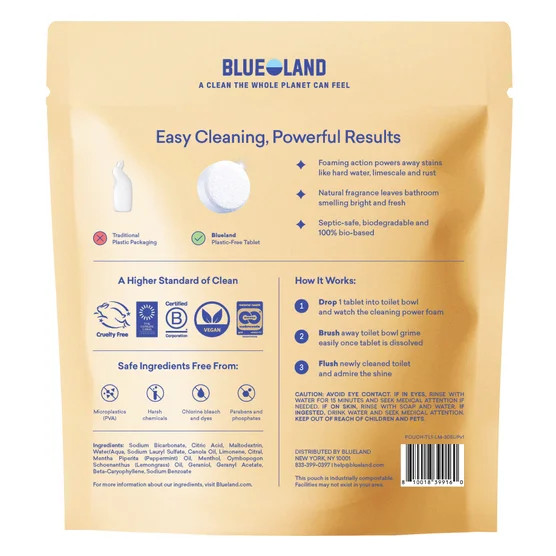 Blueland Toilet Bowl Cleaner Tablets, Lemon Mint, 60-count