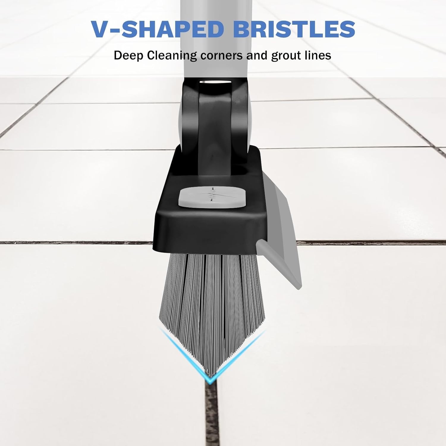 SetSail Grout Cleaner Brush with Long Handle, V-Shaped Floor Scrub Brush Swivel