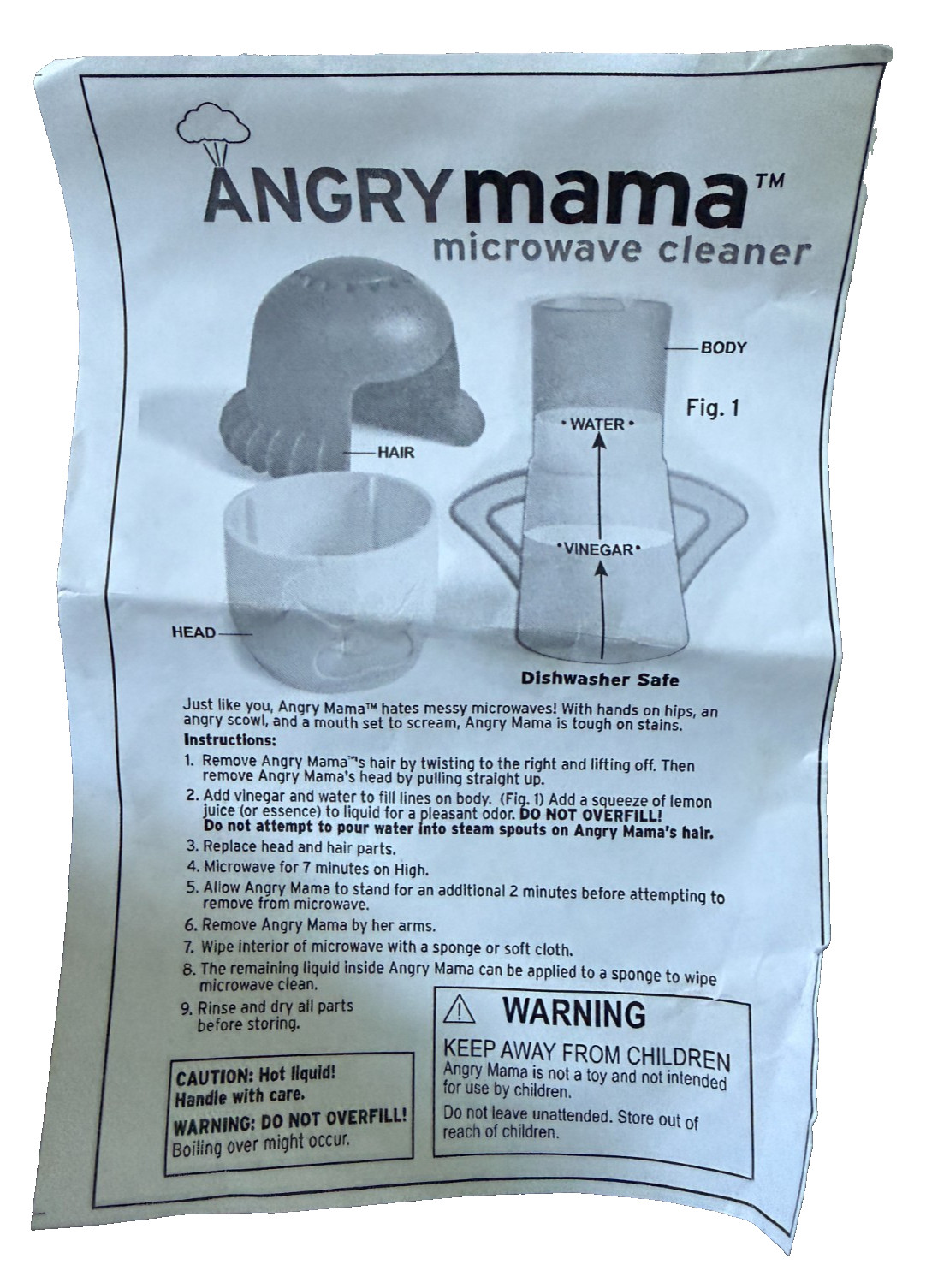 ANGRY MAMA Microwave Cleaner – Dishwasher Safe Steams Away Stains Odors NEW