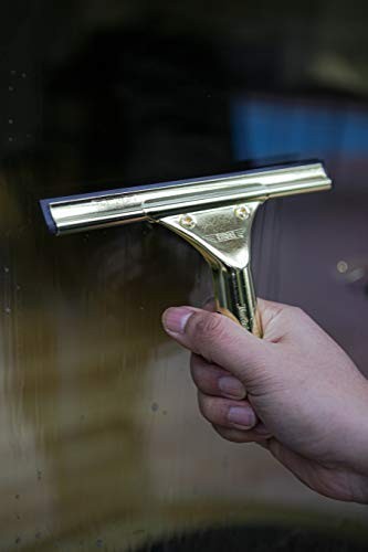 Solid Brass Squeegee 6 Inch Professional Grade Streak-Free Rubber Blade for