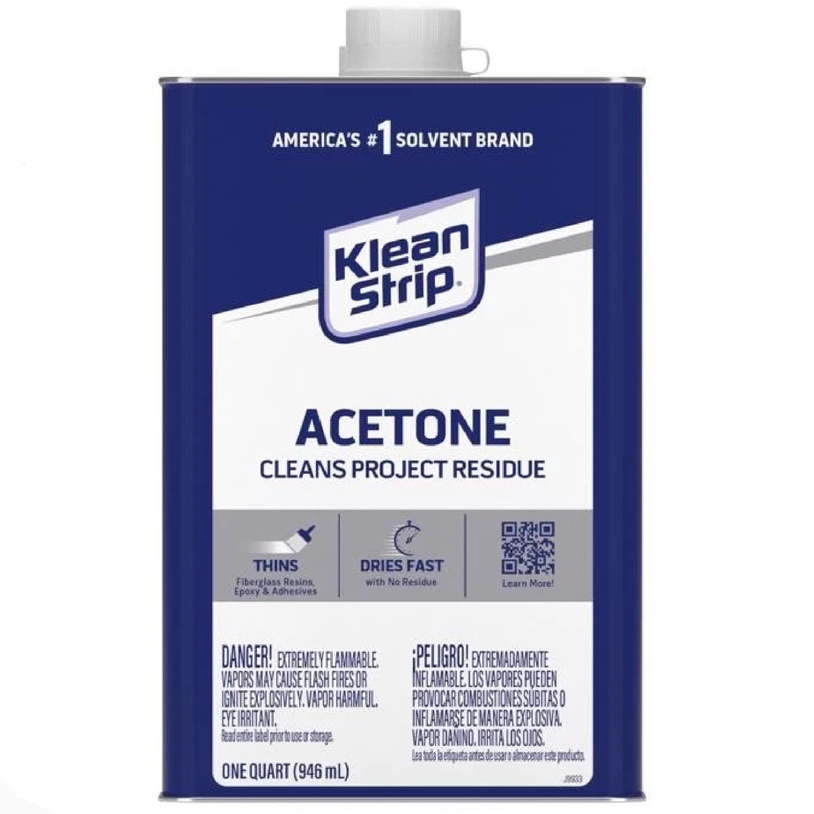 Klean Strip 84032 Indoor & Outdoor Liquid Acetone Solvent 1 qt. 030192018156