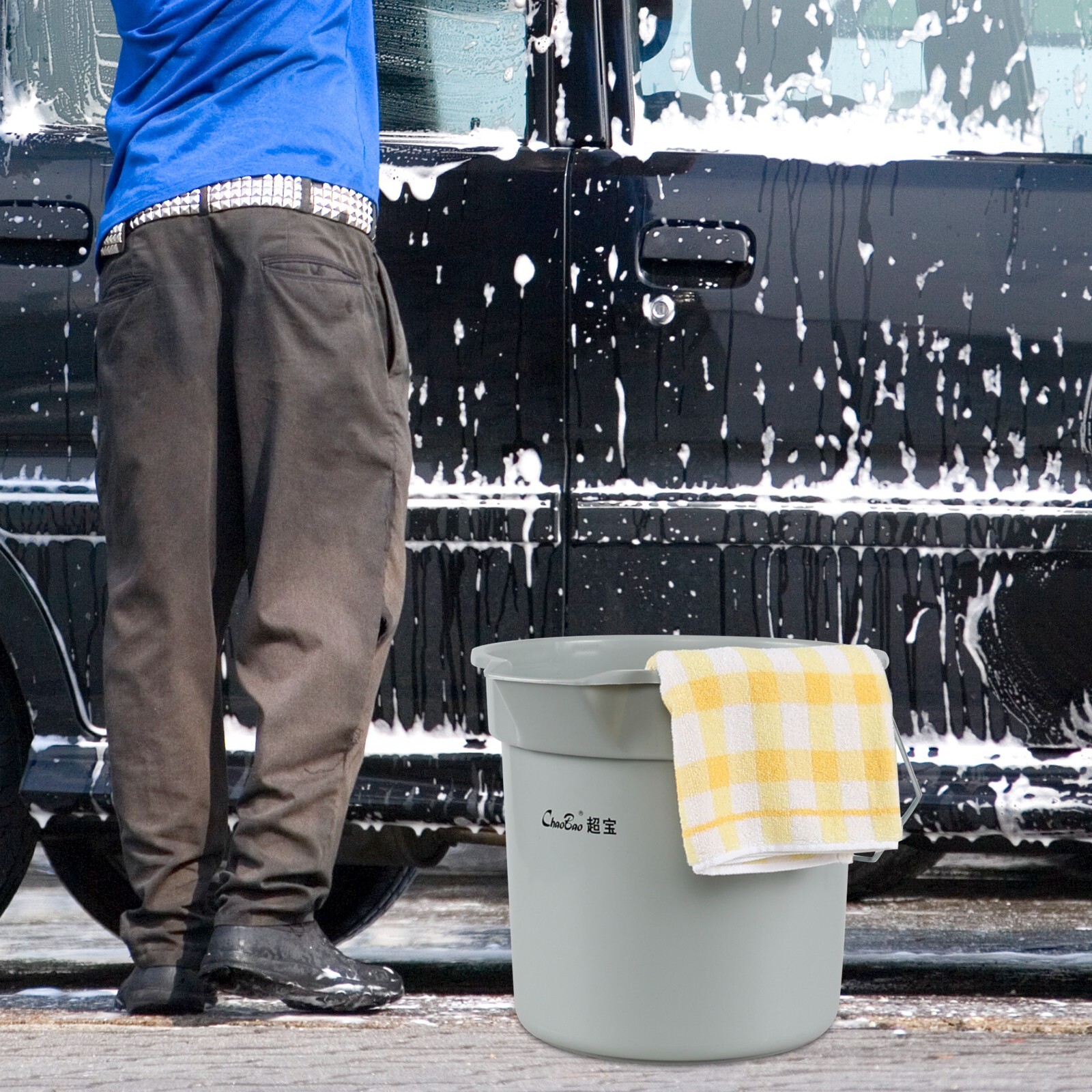Cand 3.5 Gal Heavy Duty Commercial Plastic Cleaning Bucket Pail w/ Handle, 4Pack