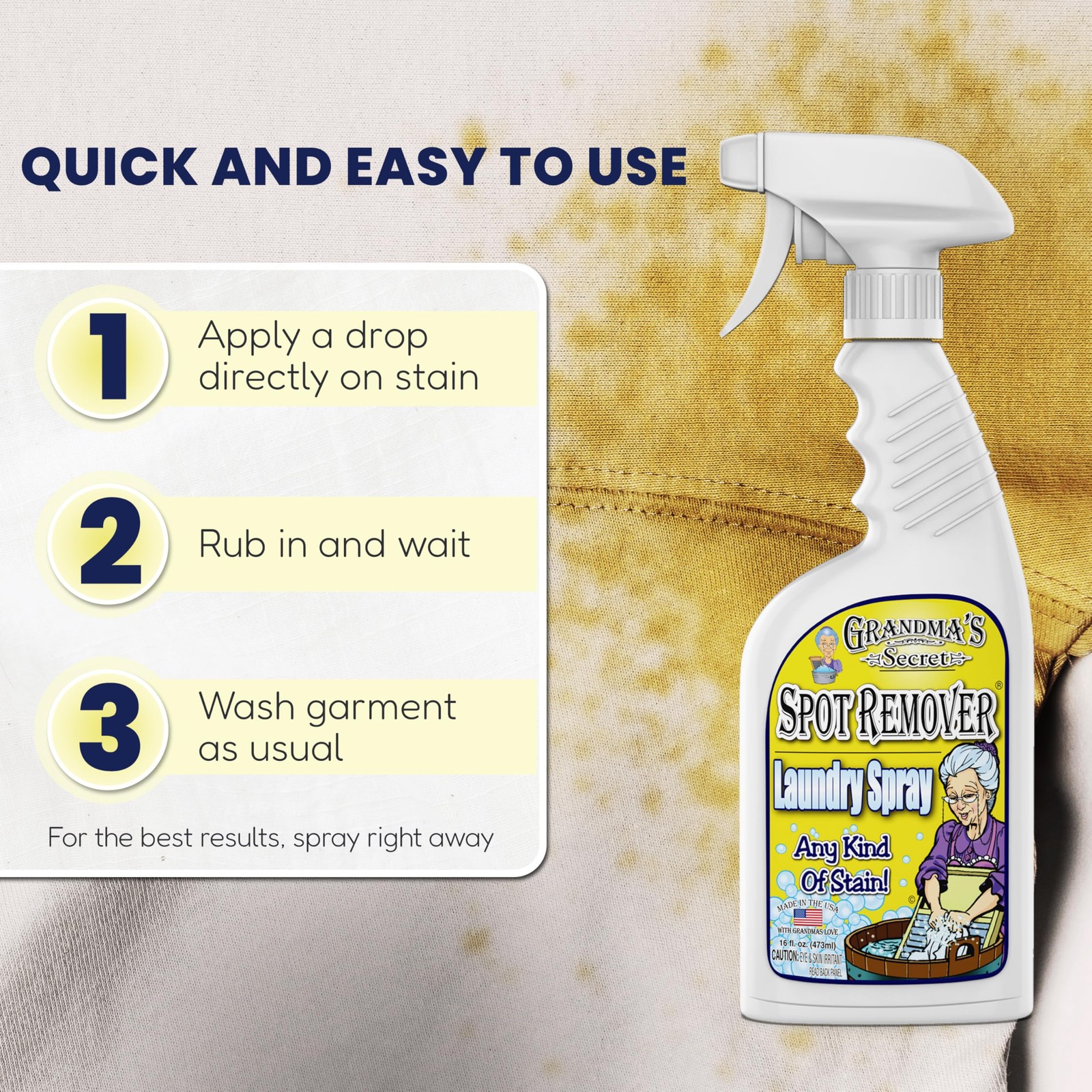 Laundry Stain Remover Fabric Spot Cleaner 16 Oz 2 Pack Heavy Duty