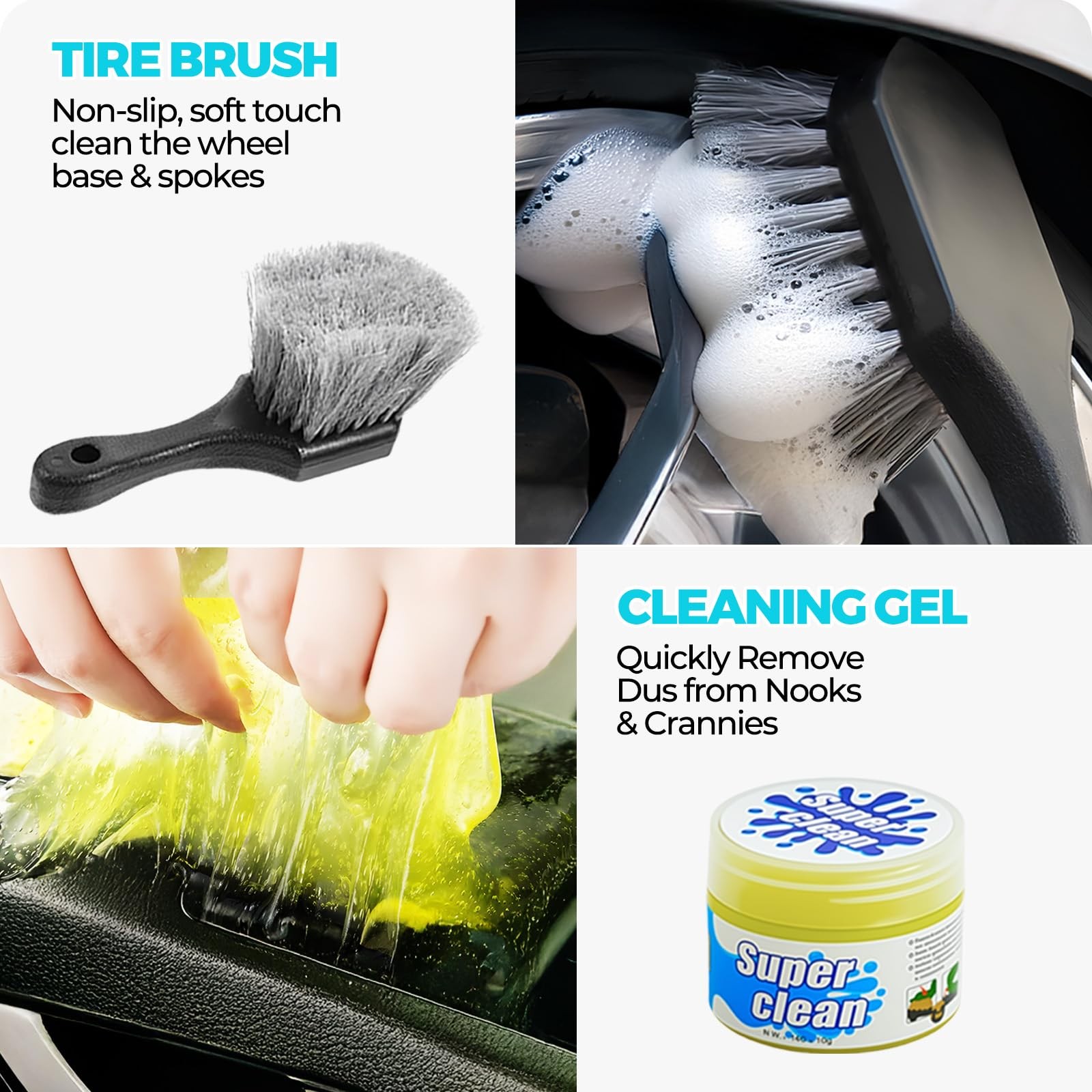 30Pcs Car Detailing Kit Interior Exterior Wheel Cleaning Brushes Wash Mitt Duste