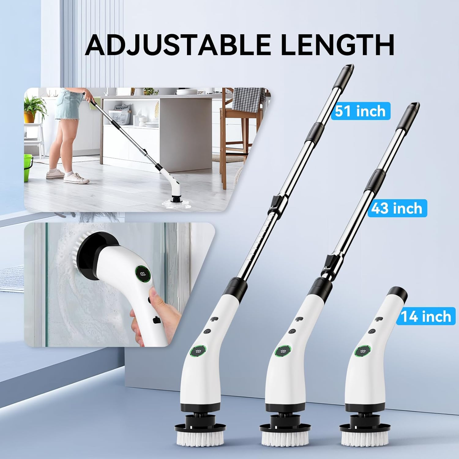 Electric Bathroom Cleaning Brush, Cordless Spin Scrubber Full Body Waterproof IP