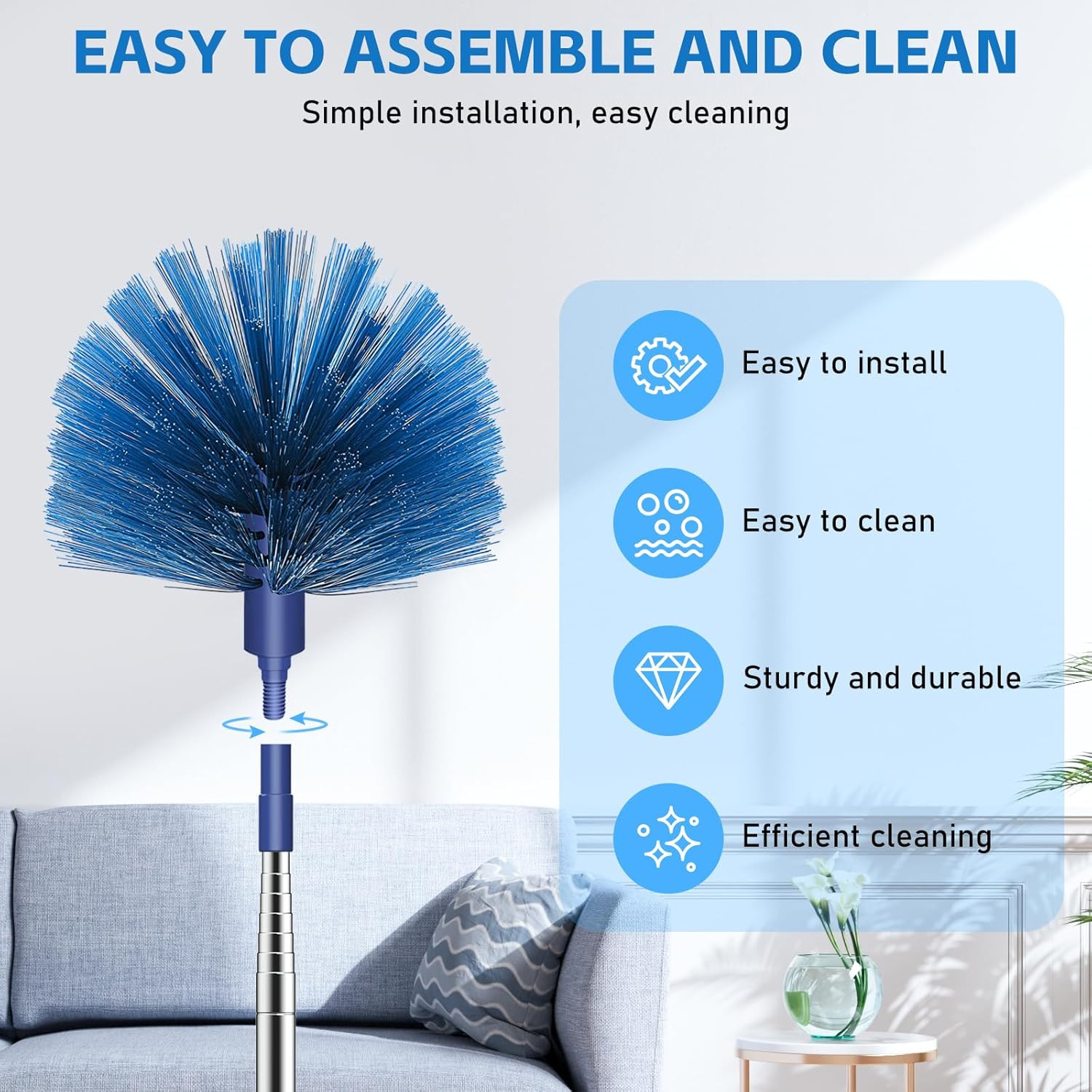 Cobweb Duster with Extension Pole, Retractable Dusters for Cobweb
