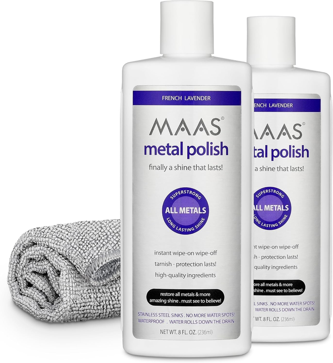 Maas Metal Polish 8 Oz Bottle 2 Pack With Cloth