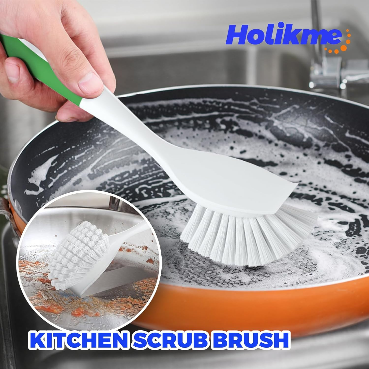6 Pack Dish Brush with Handle Kitchen Cleaning Brush Set for Pot, Pan, Kitchen S