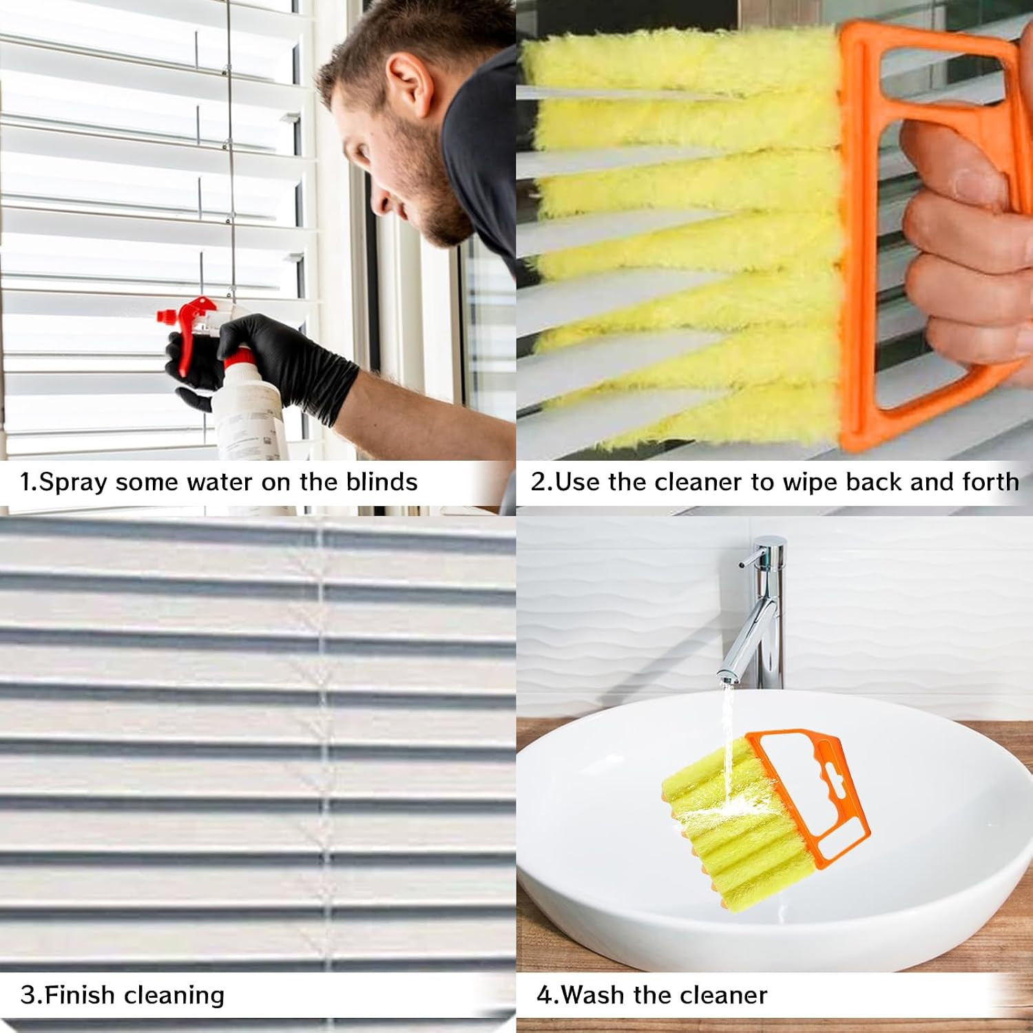 4Pcs Window Venetian Blind Cleaner Duster Tool,Venetian Washable Mini Handheld
