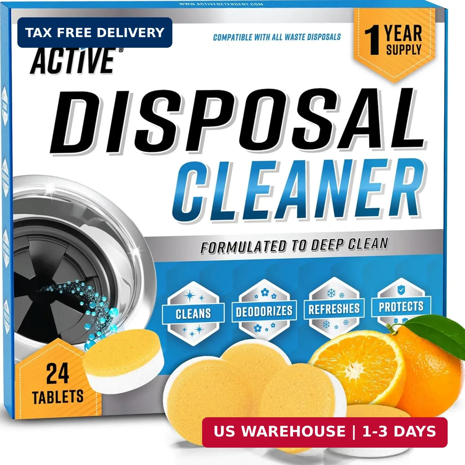 Garbage Disposal Cleaner Deodorizer Tablets – 24 Pack, New Powerful XL Foaming T