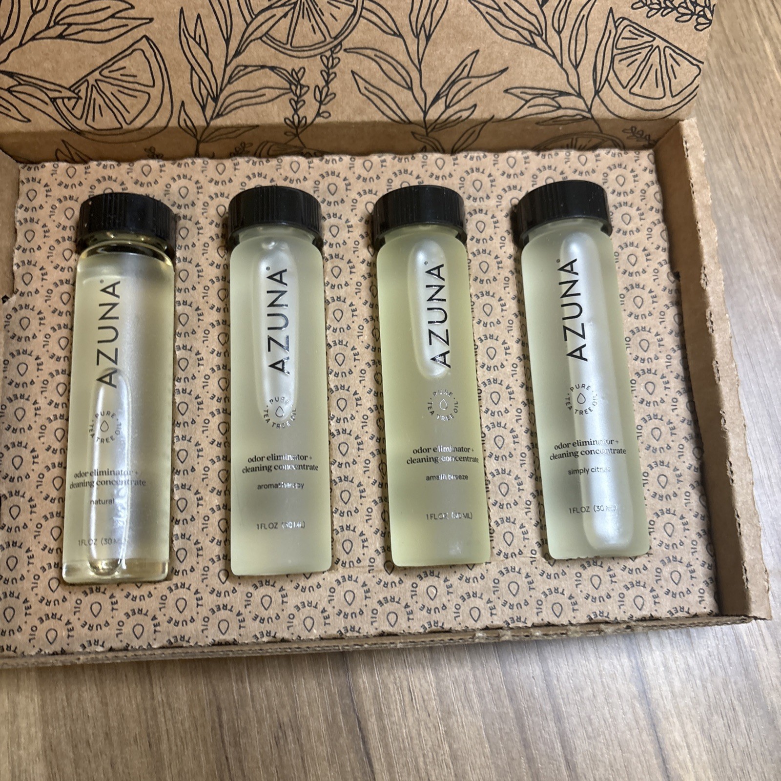 Azuna Odor Eliminator Cleaning Concentrate Refills 4 Pack NIB Amalfi Citrus Natu
