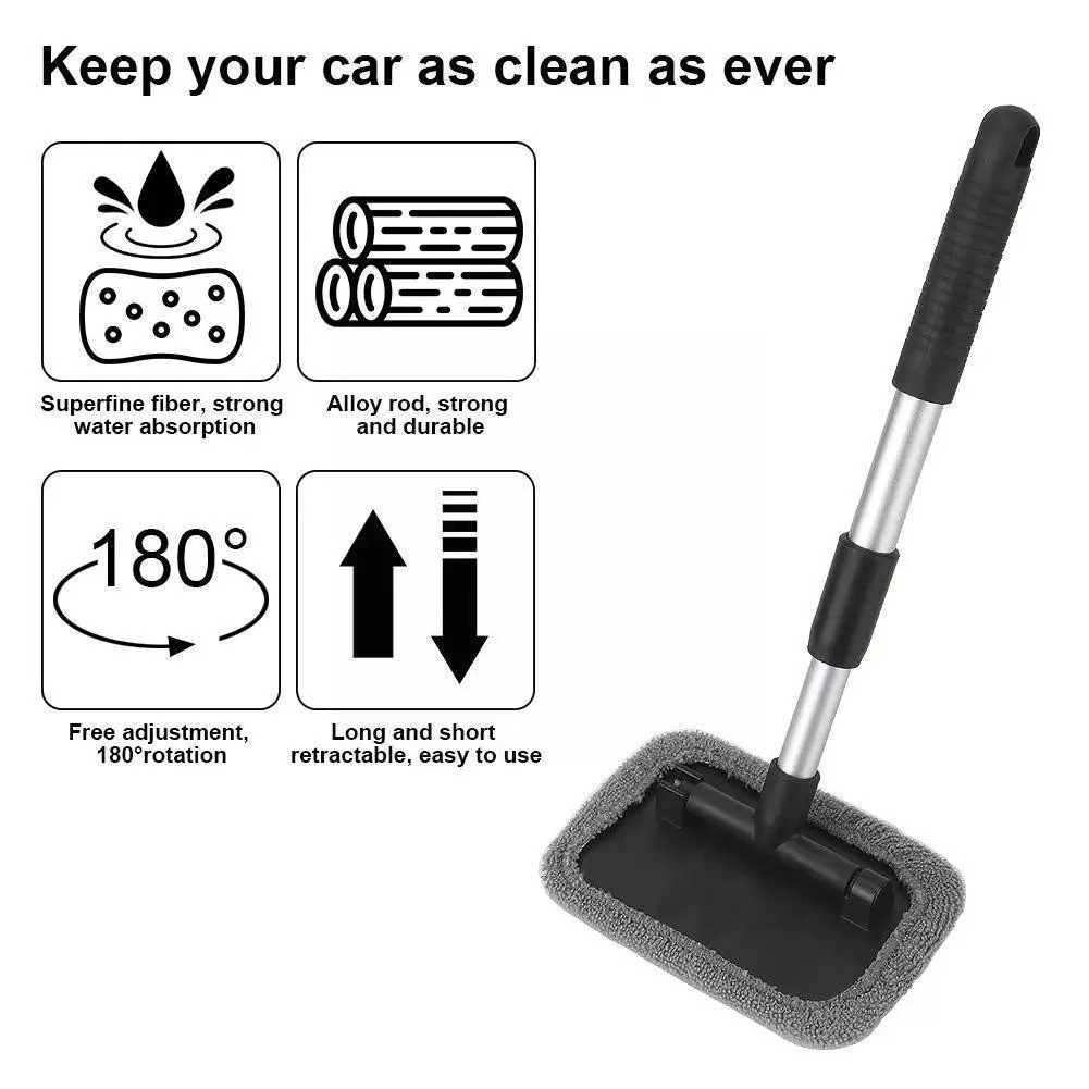 Windshield Cleaner Wand Microfiber Car Inside Window Cleaning Tool Anti Fog 2025