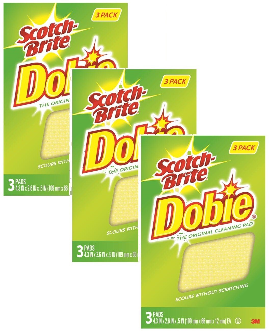 3 ~ Scotch-Brite Medium Duty Cleaning Pad For All Purpose 4.3 in. L 3 pk