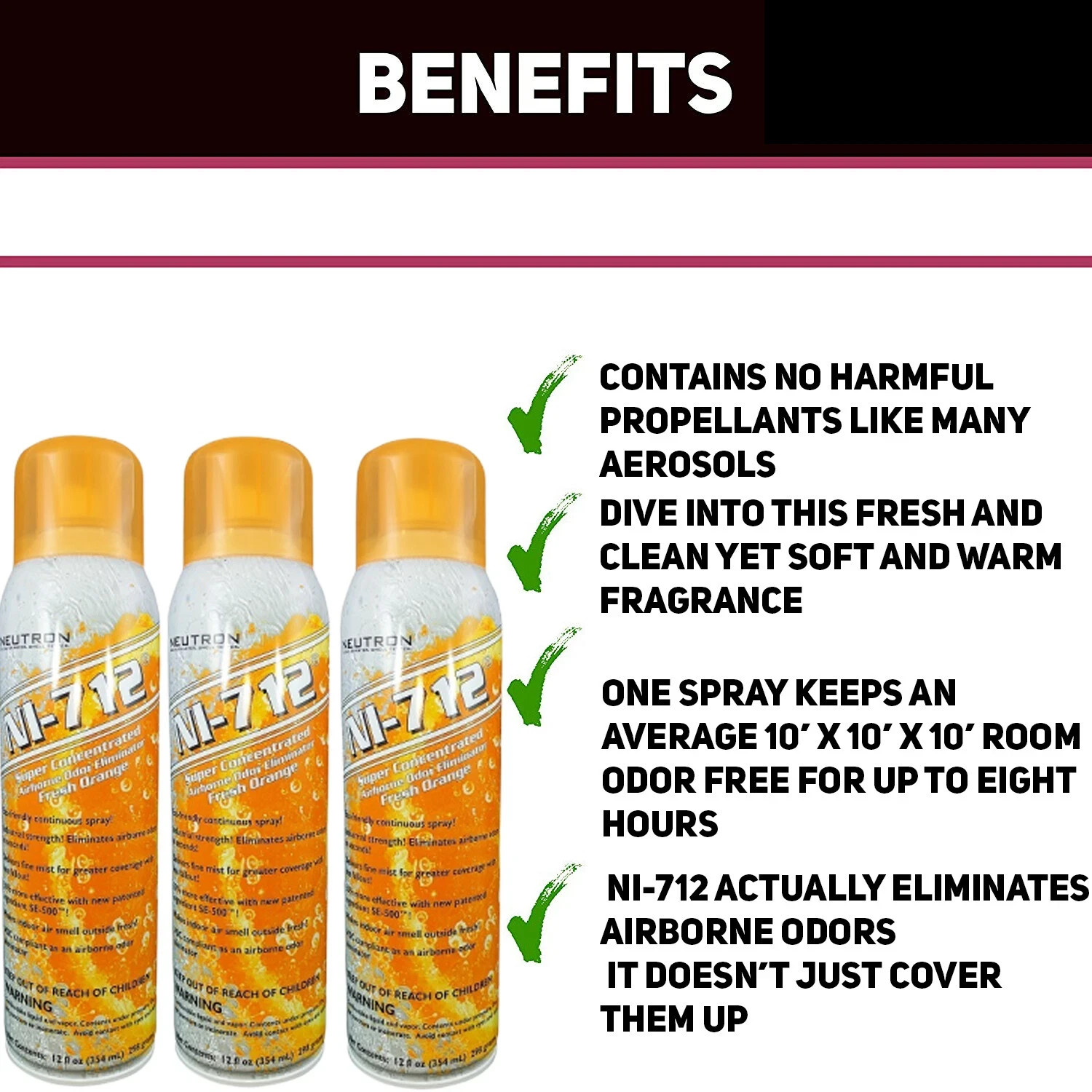 NI-712 Odor Eliminator Orange Dry Mist – Fast Pet Smoke Odor Remover 3 Pac
