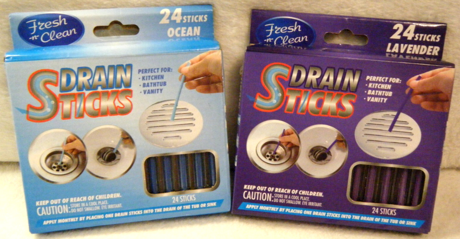 Drain Sticks 2/24 Pk Keeps Drains & Pipes Clear Odor Free Lavender/ Ocean Scent
