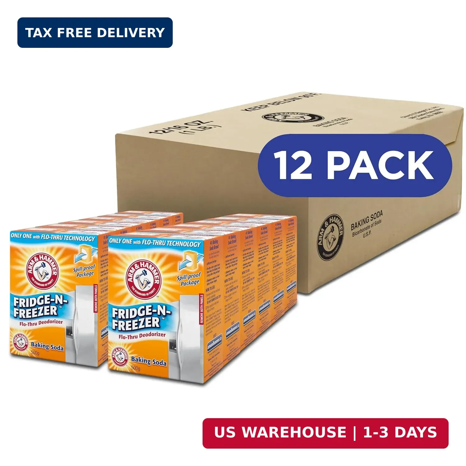 Baking Soda Fridge and Freezer Odor Absorber Moisture Remover Orange 14 oz