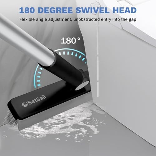SetSail Grout Cleaner Brush with Long Handle, V-Shaped Floor Scrub Brush Swivel