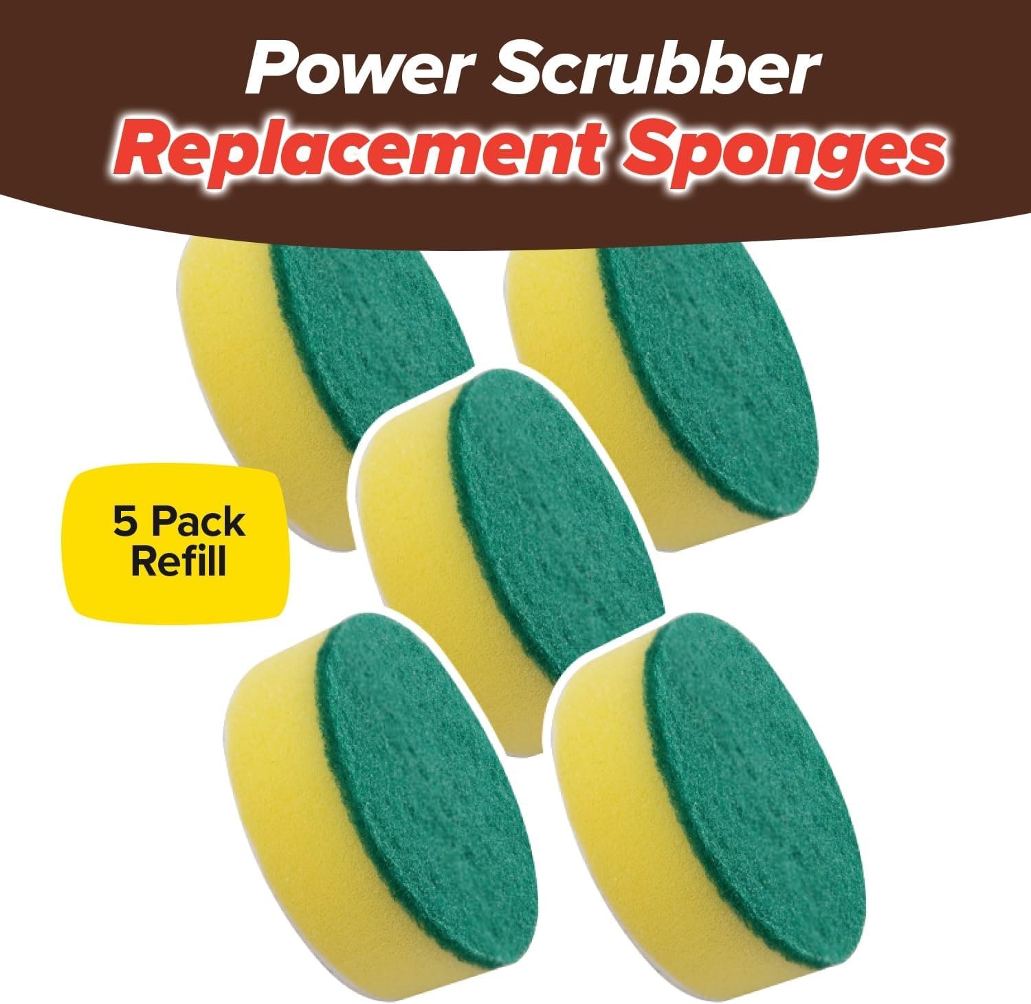 Horsepower 5 Heavy-Duty Sponges for Cordless & Rechargeable Scrubber, White