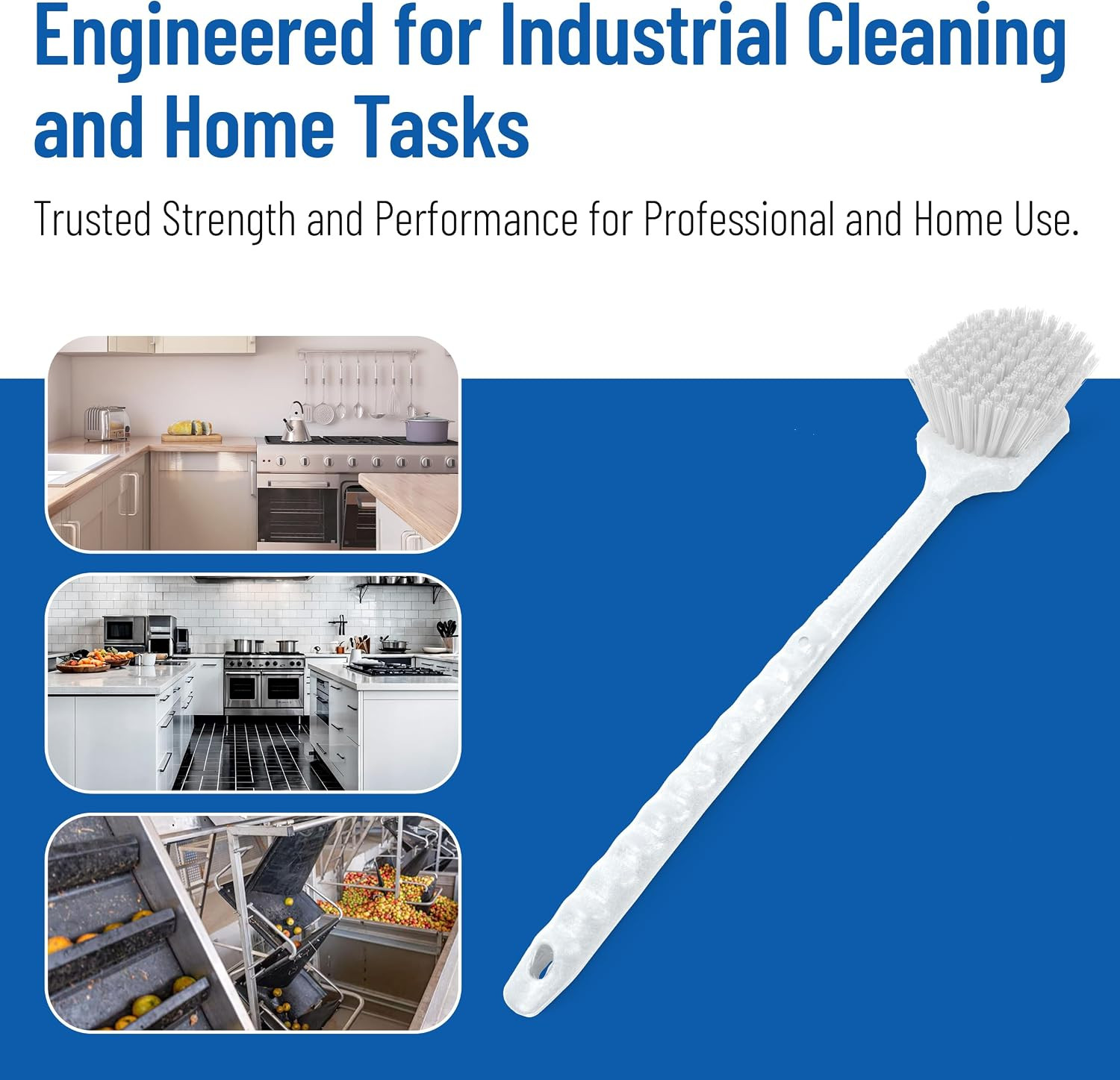 40501EC02 Plastic Large Scrub Brush, Kitchen Brush, Utility Brush with Long Hand