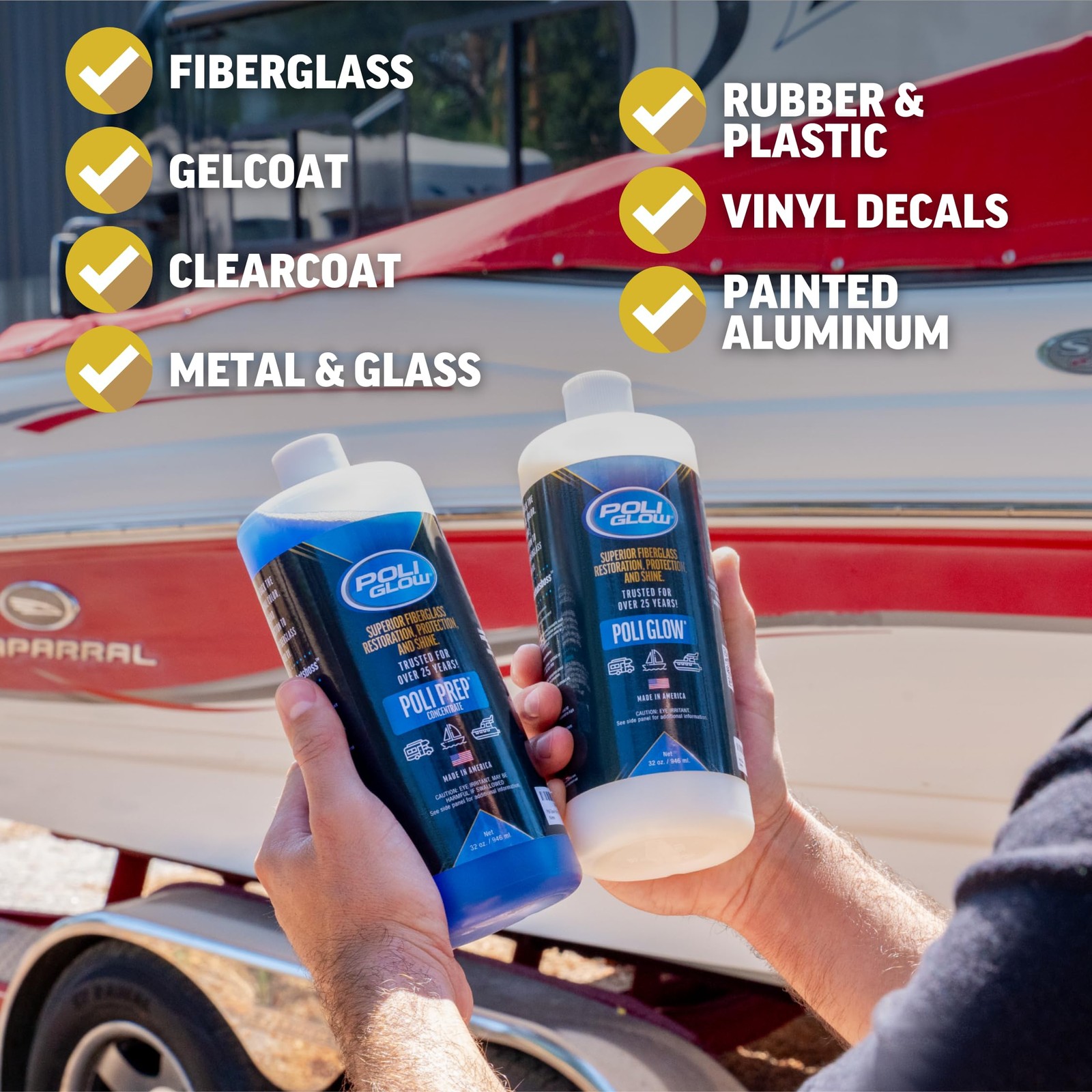 Poli Glow Basic Kit — Complete Fiberglass Restorer for Boats and RVs and More. E
