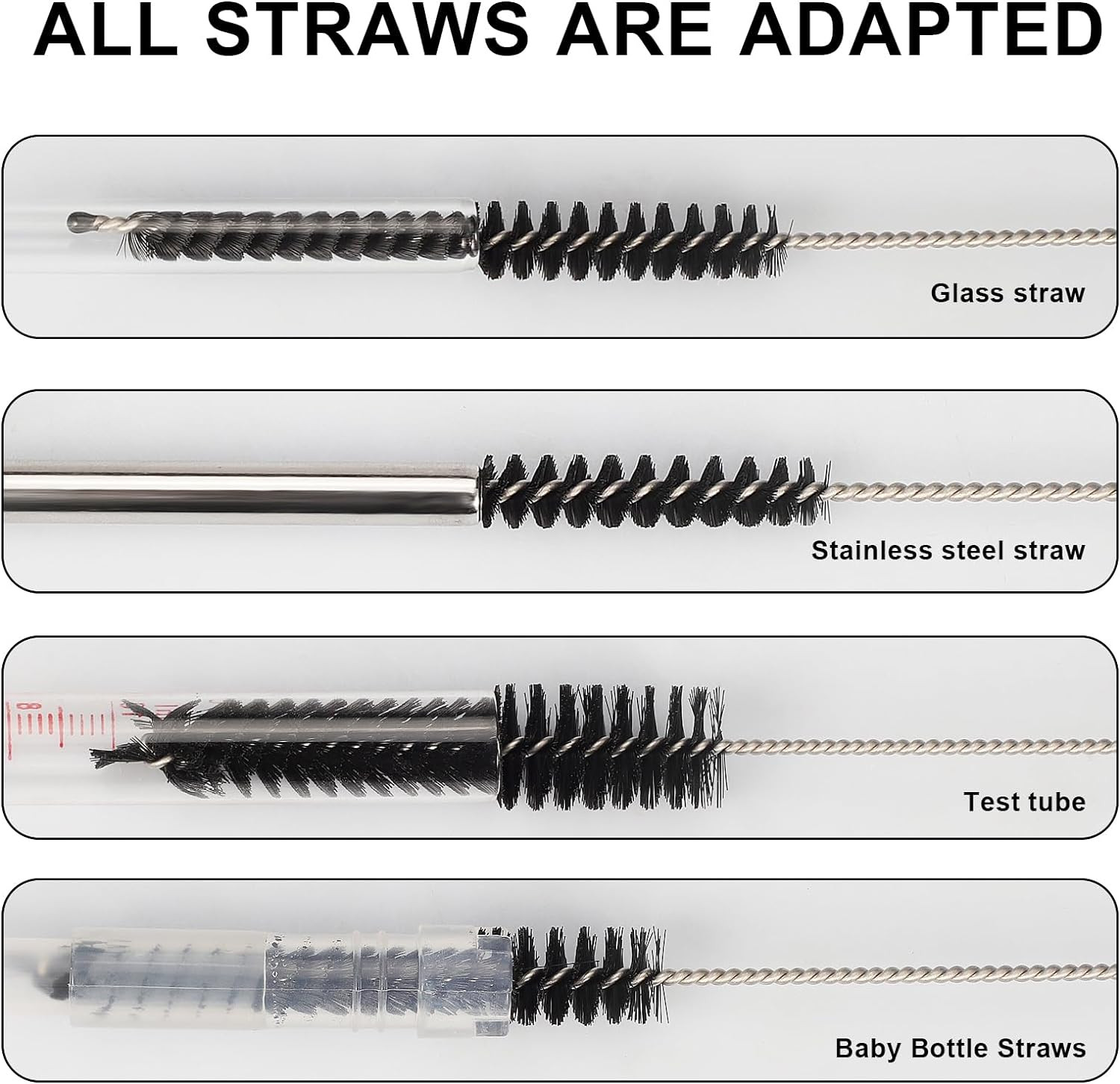 Straw Cleaner Brushes Sets, 12 Pieces 8.2 Inch Botthle Cleaning Brush and Nylon
