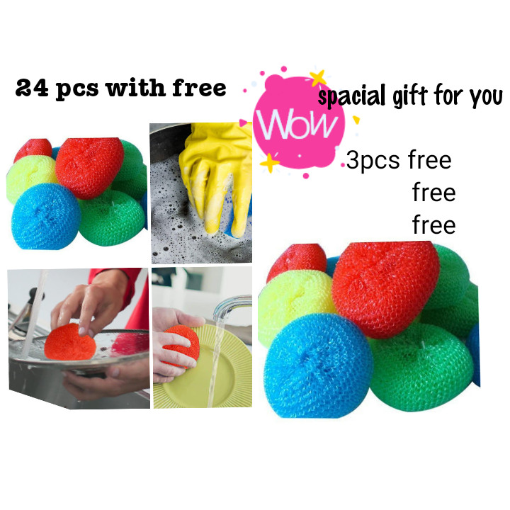 Cleaning Plastic Cleaning Scrubber Kitchen Dish Pot Pan Washing NYLON Jaali 24Pc