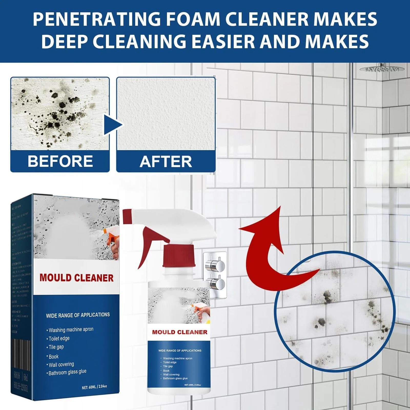 2Pcs Mould Cleaner Spray, Powerful Multi-purpose Foam Cleaner, Mould Cleaner …