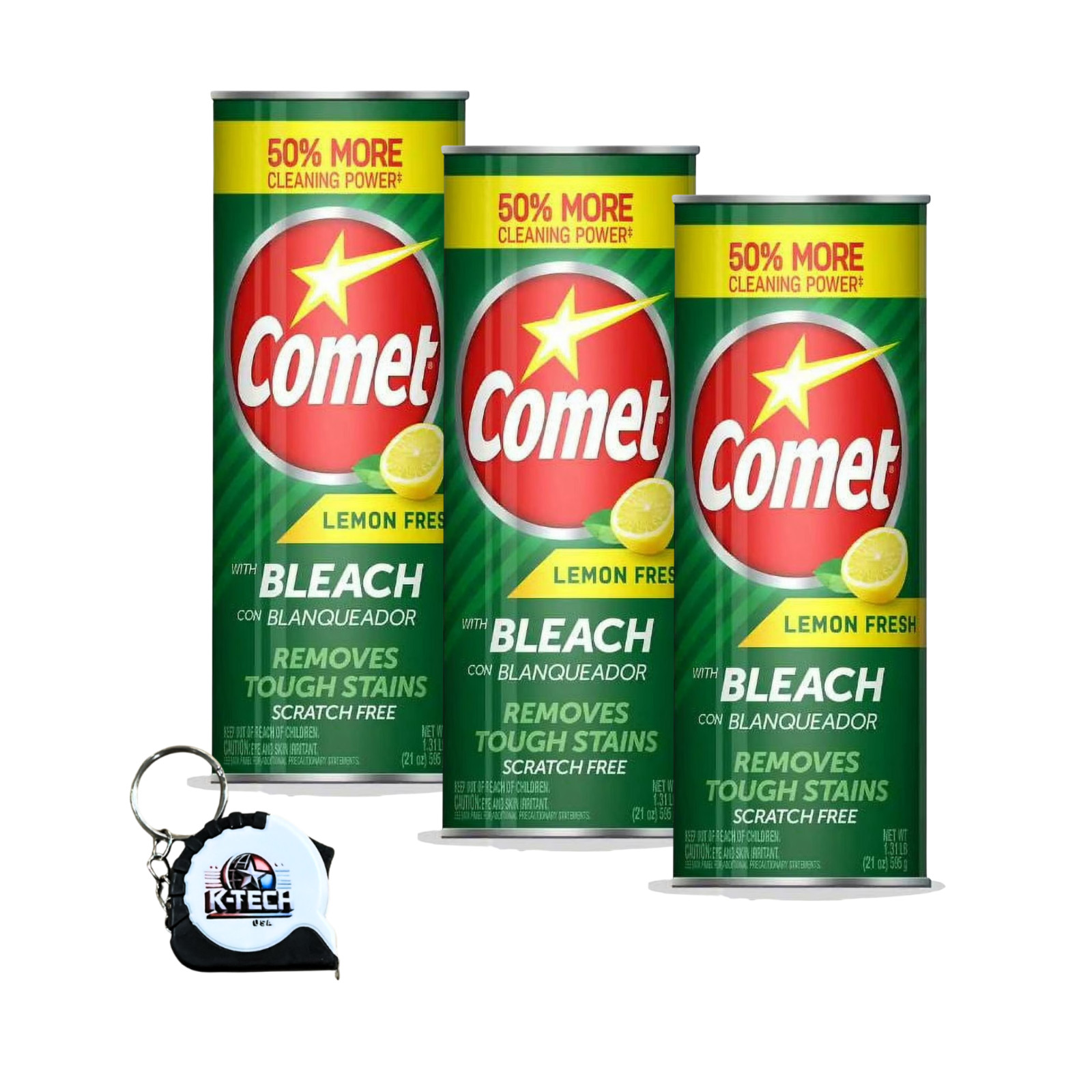 Comet Lemon Fresh Bleach Cleaning Powder 3 Pack with Free Measuring Tape