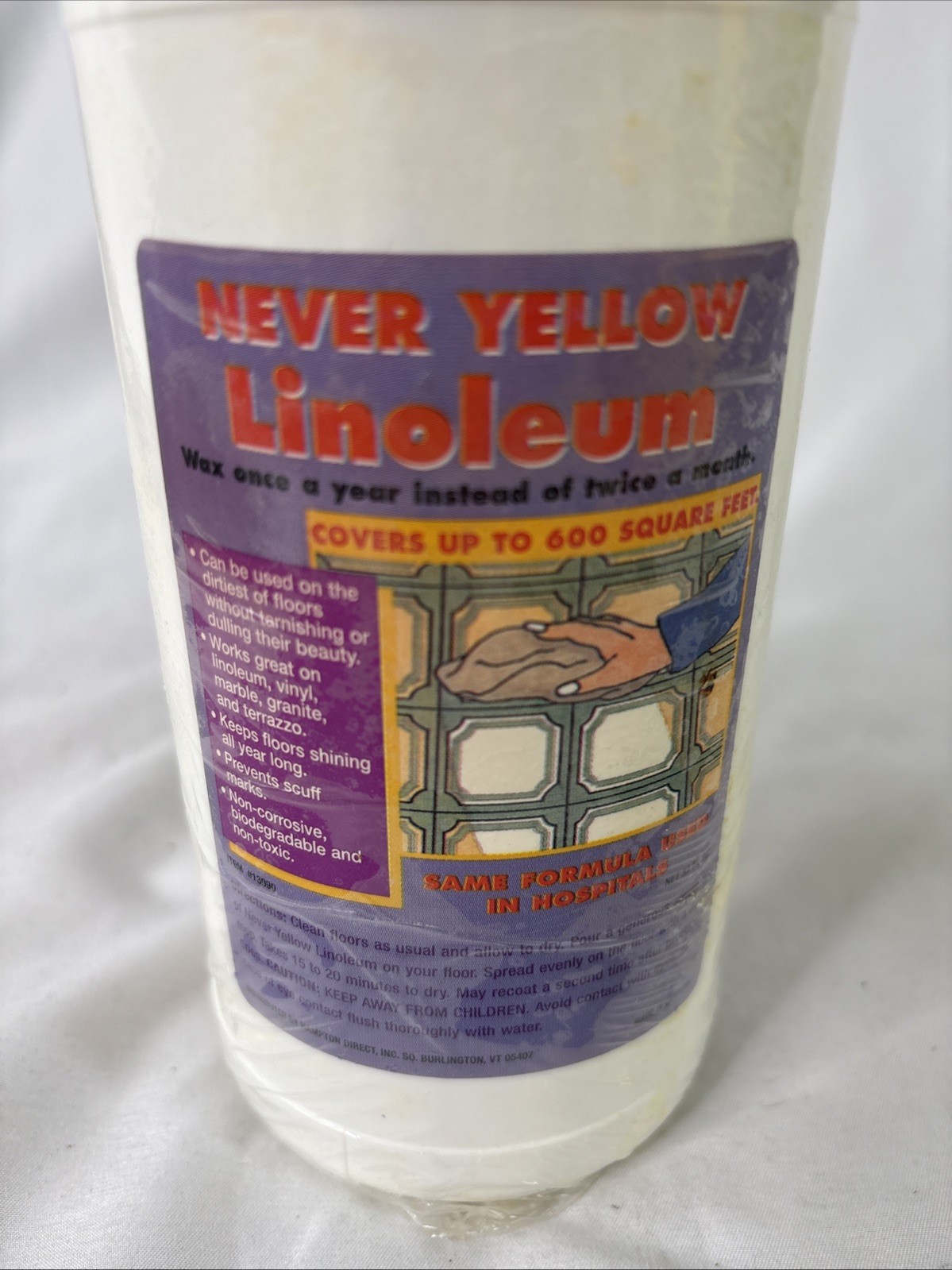 Vtg Never Yellow Linoleum Floor Was Finish 32 Fl Oz Quart Jug NOS Discontinued