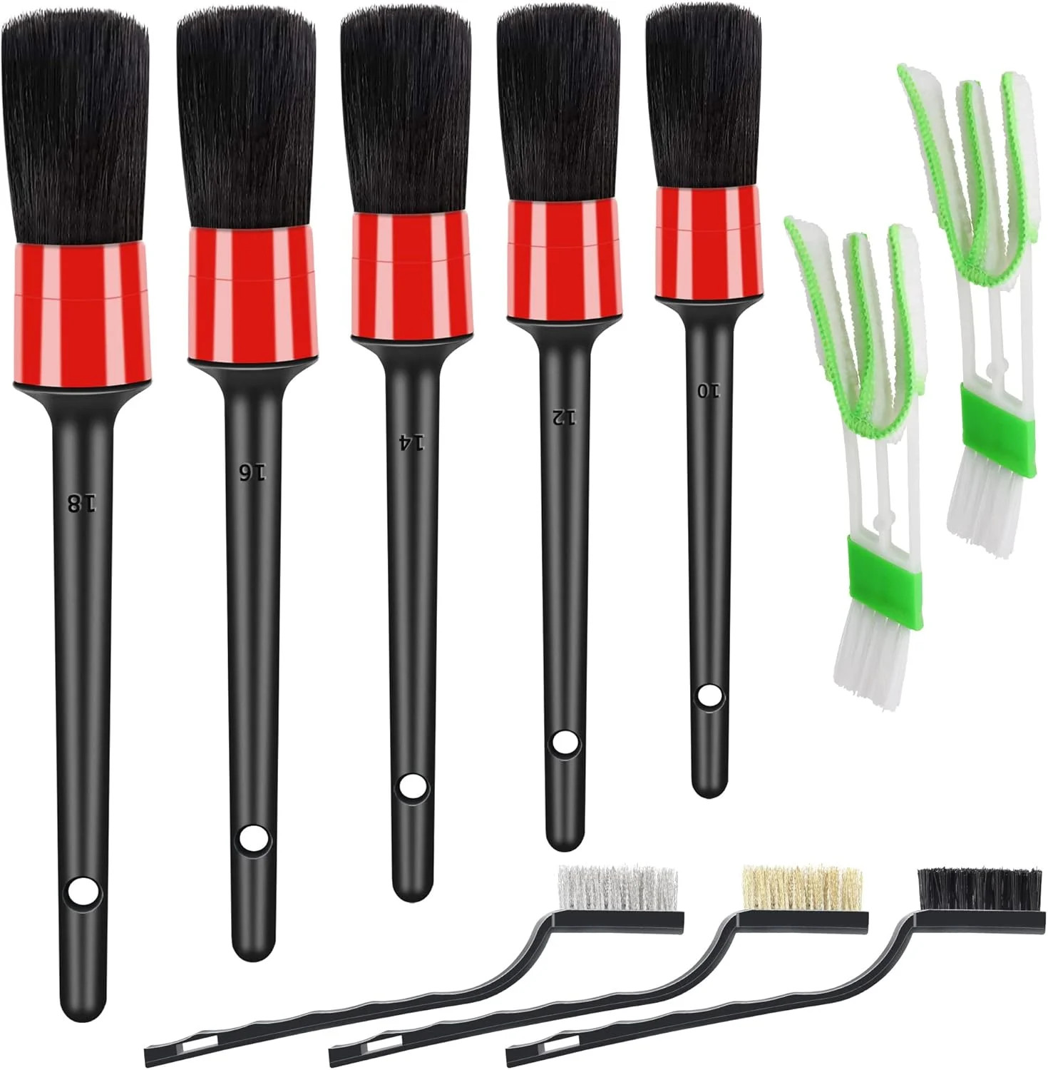 HMPLL 10pcs Auto Car Detailing Brush Set Car Interior Cleaning Kit Includes 5 Bo