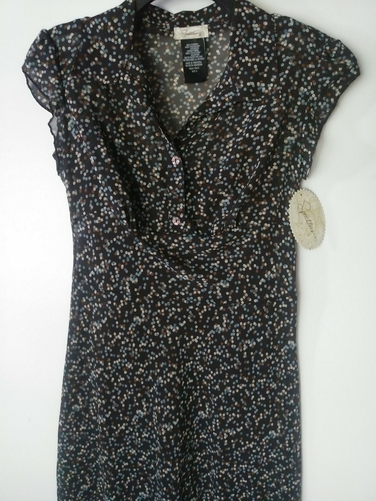 SPEECHLESS JUNIORS DRESS BROWN WITH DOTS 2 PIECES SIZE 5 NWT POLYESTER WASH COLD