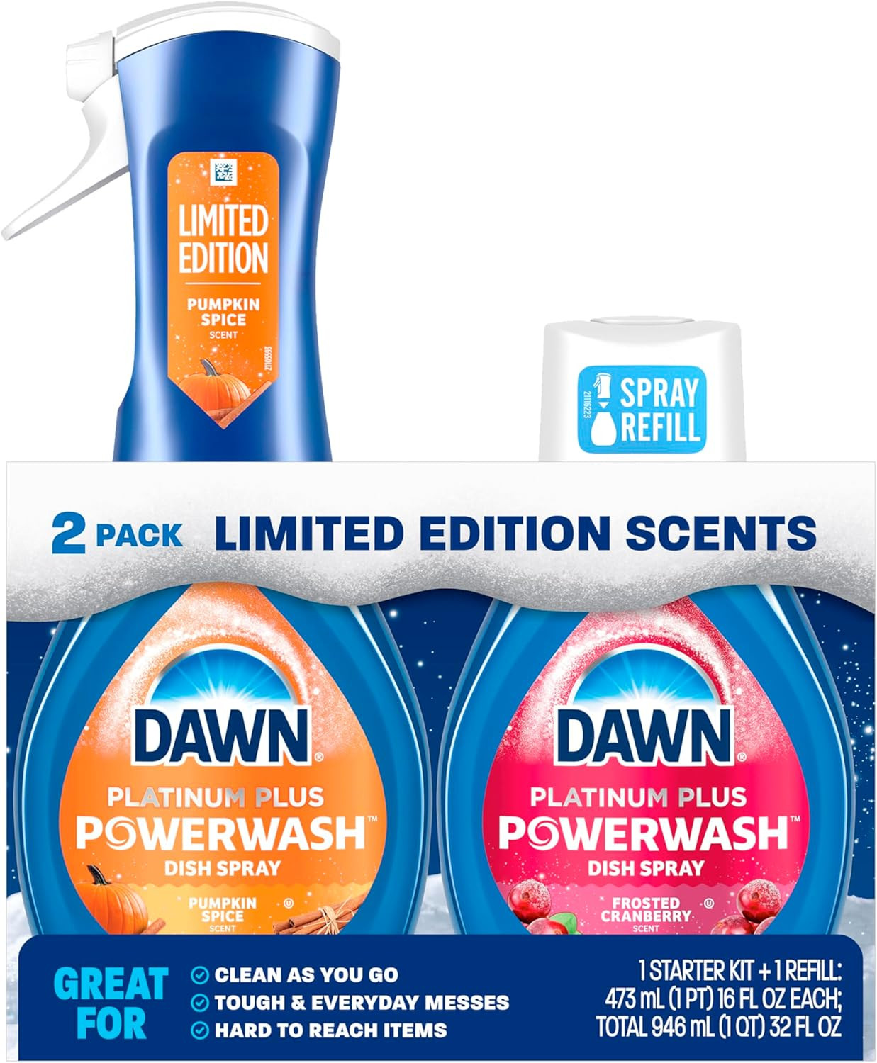 Powerwash Spray, Dish Soap, Dishwashing Liquid, Pumpkin Spice + Frosted Cranberr
