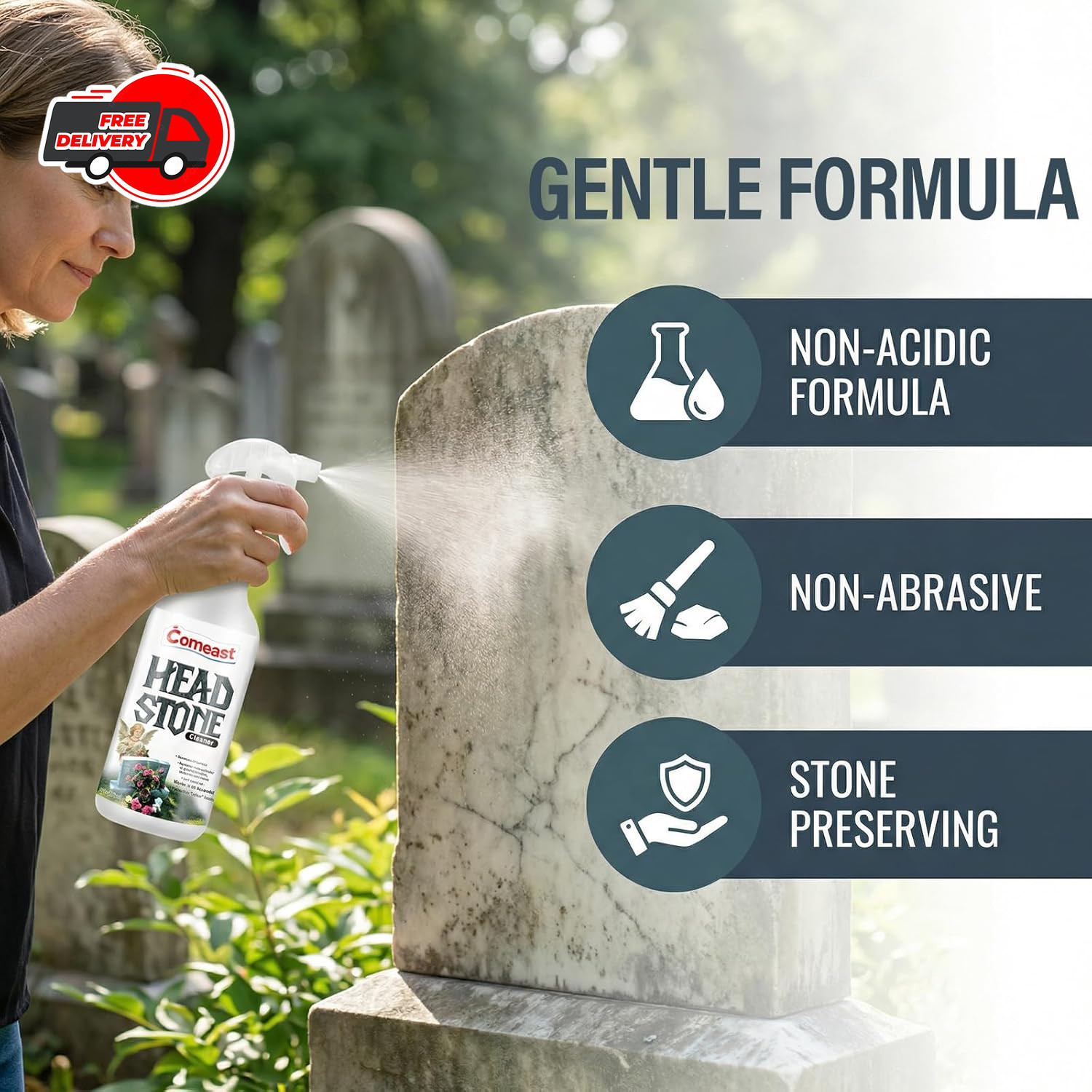 Headstone Cleaner for Graves, Cemetery, Gravestone, Tombstone Cleaner Solution R