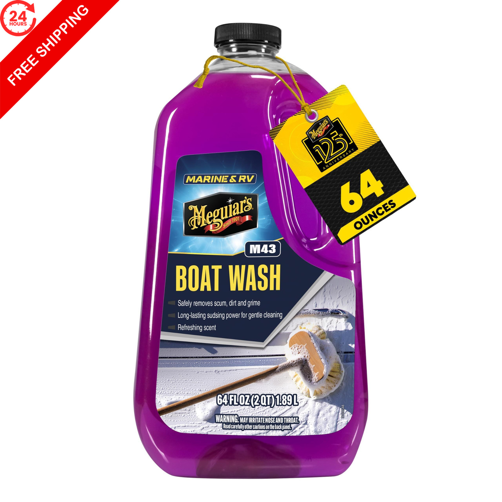 Meguiar’s M43 Marine/RV Boat Wash, pH-Balanced 64 Fl Oz (Pack of 1), PURPLE