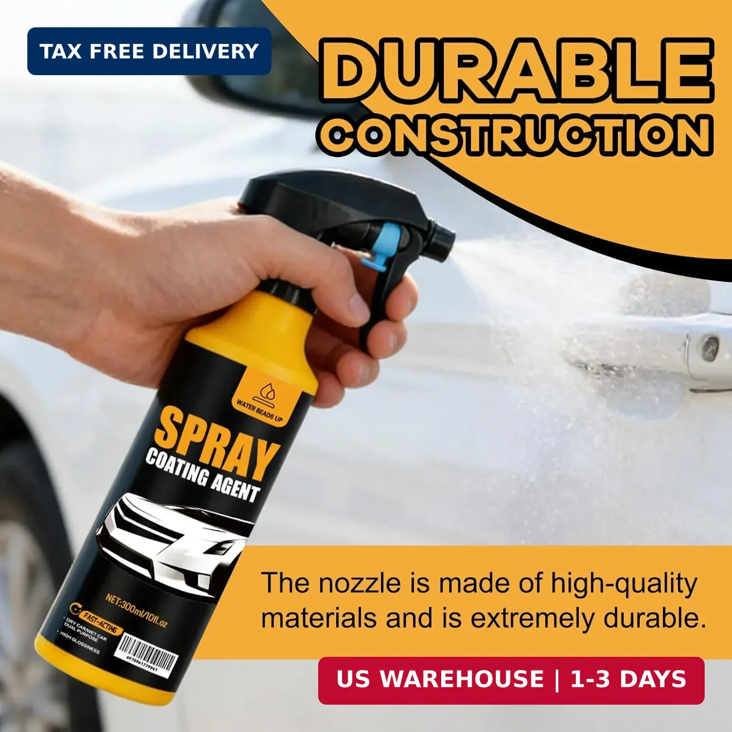 Nano Hydrophobic Ceramic Coating, 300ml Car Coating Spray Kit,Easy-to-Spray Auto